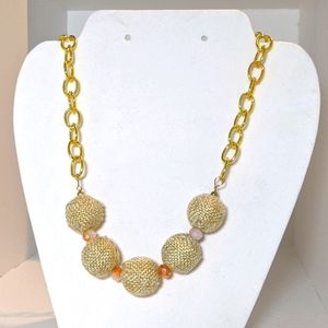 Burlap Bead & Chain Necklace